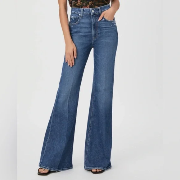 PAIGE Blue Flare & Wide Leg Jeans - Picture 1 of 5